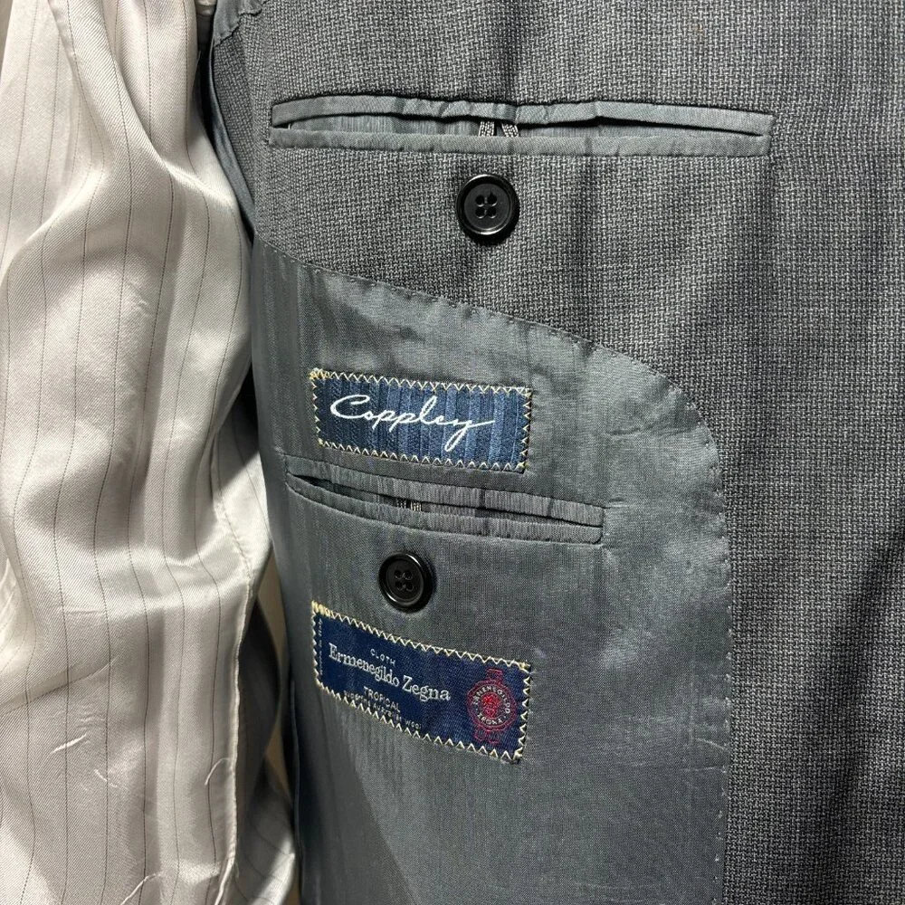 Coppley Ermenegildo Zegna Wool Sport Coat Gray Single Breasted Mens Size‎ 40R